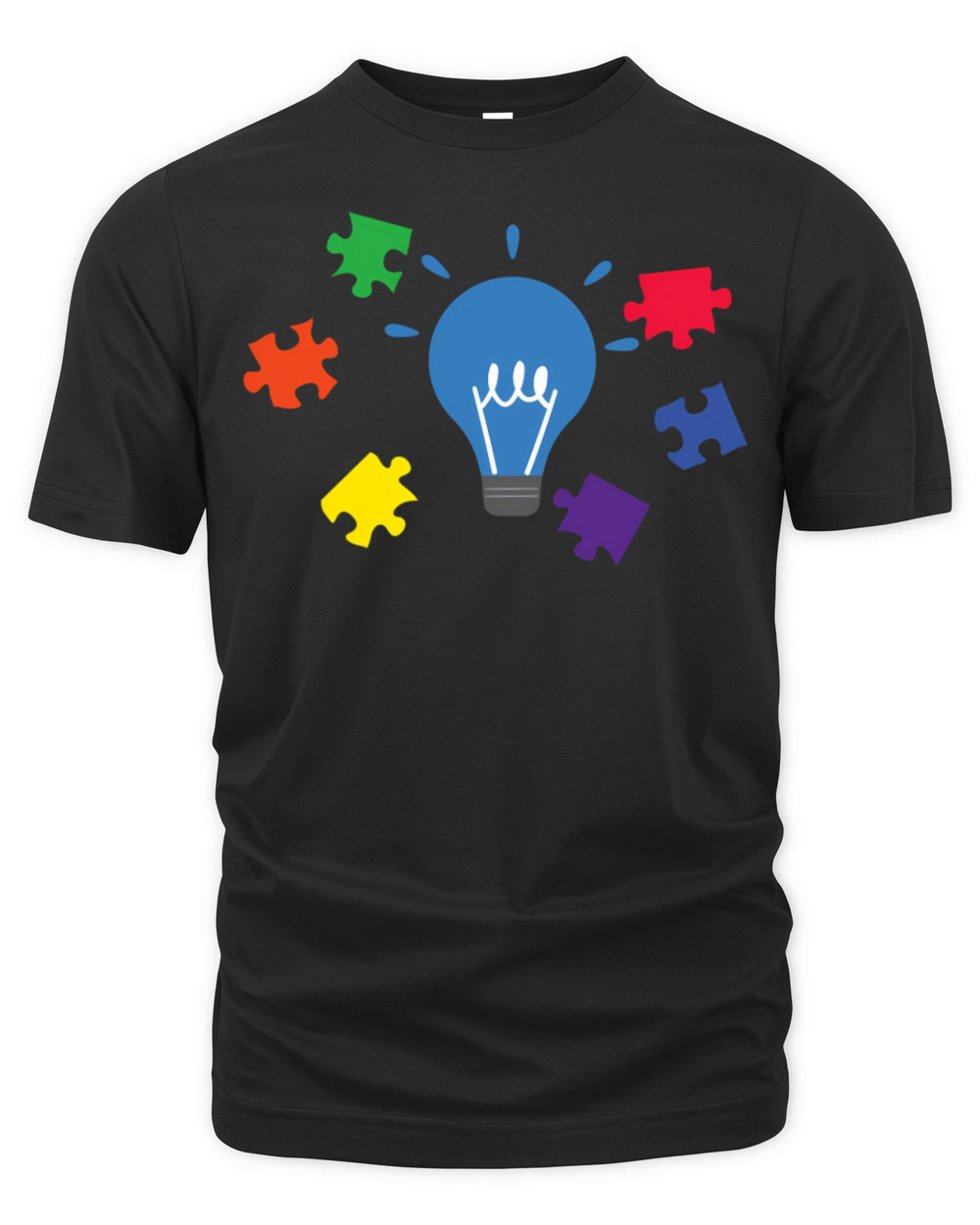 Autism Awareness Ribbon Puzzle Pieces Lighting Aut Organic Unisex T-shirt