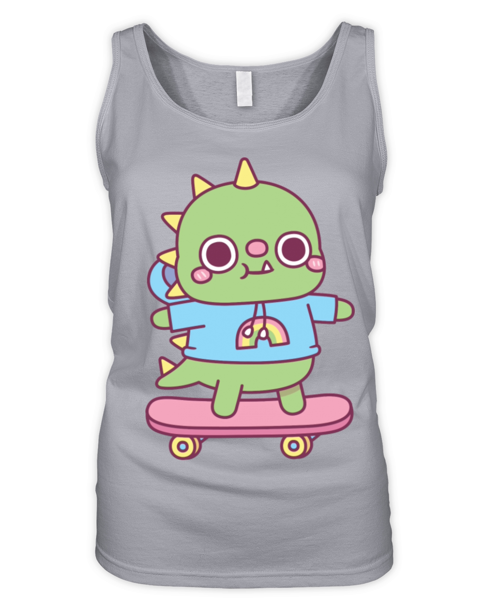Cute Dino With Hoodie On Skateboard Organic Women's Tank Top