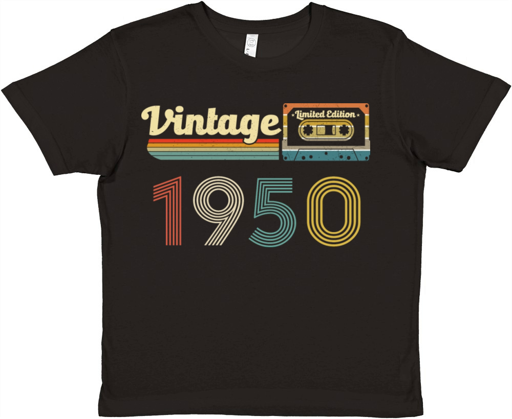 Vintage 1950 72nd Birthday 72 Years Old Cassette Premium Kids Crewneck T-shirt