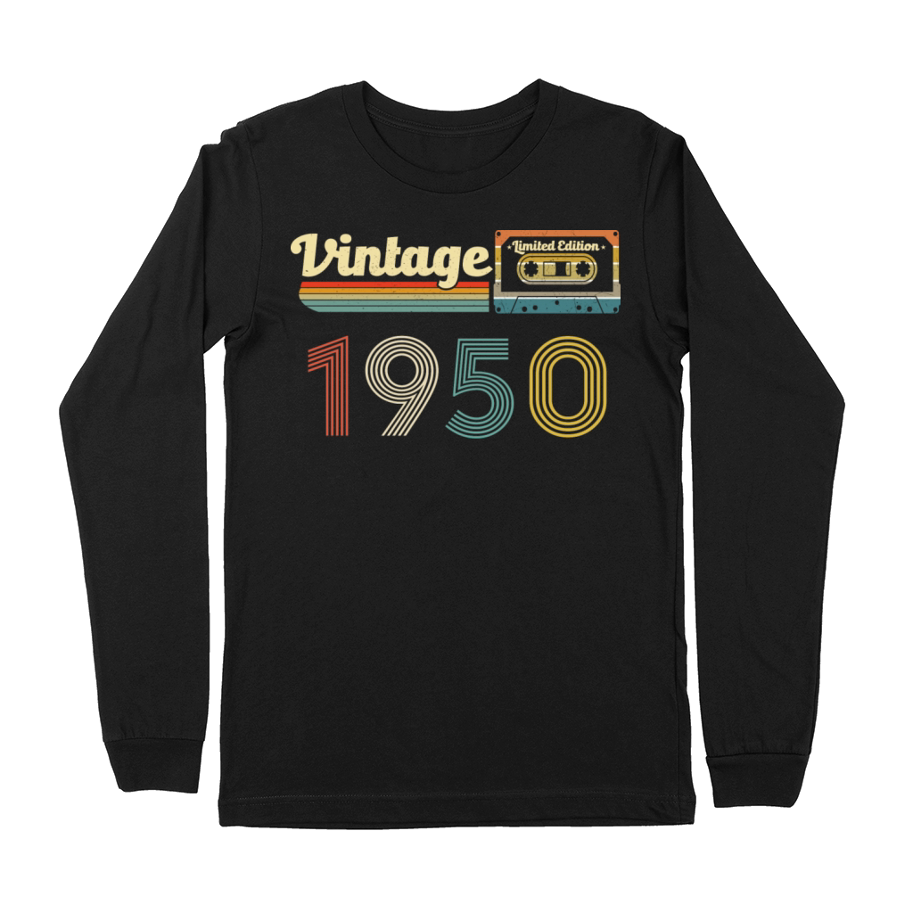 Vintage 1950 72nd Birthday 72 Years Old Cassette Premium Long Sleeve