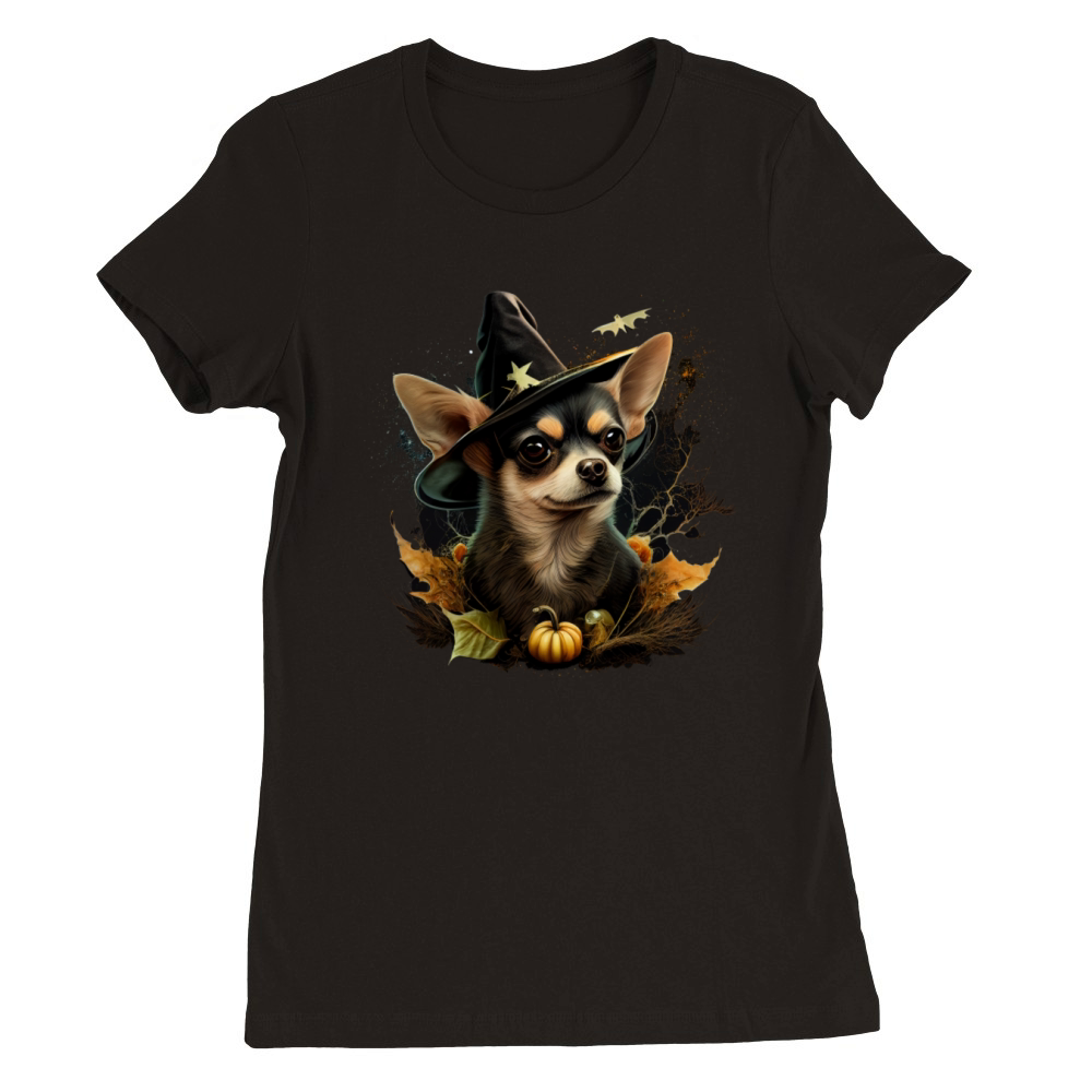 Chihuahua Halloween Costume - Scary Pumpkin Witch Premium Womens Crewneck T-shirt
