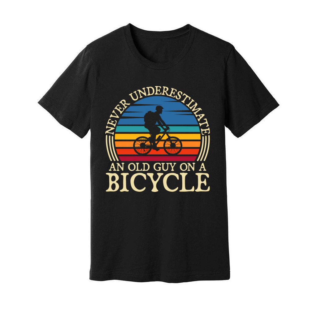 Never Underestimate An Old Guy On A Bicycle Unisex Jersey Tee