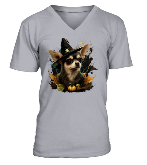 Chihuahua Halloween Costume - Scary Pumpkin Witch V-Neck T-shirt