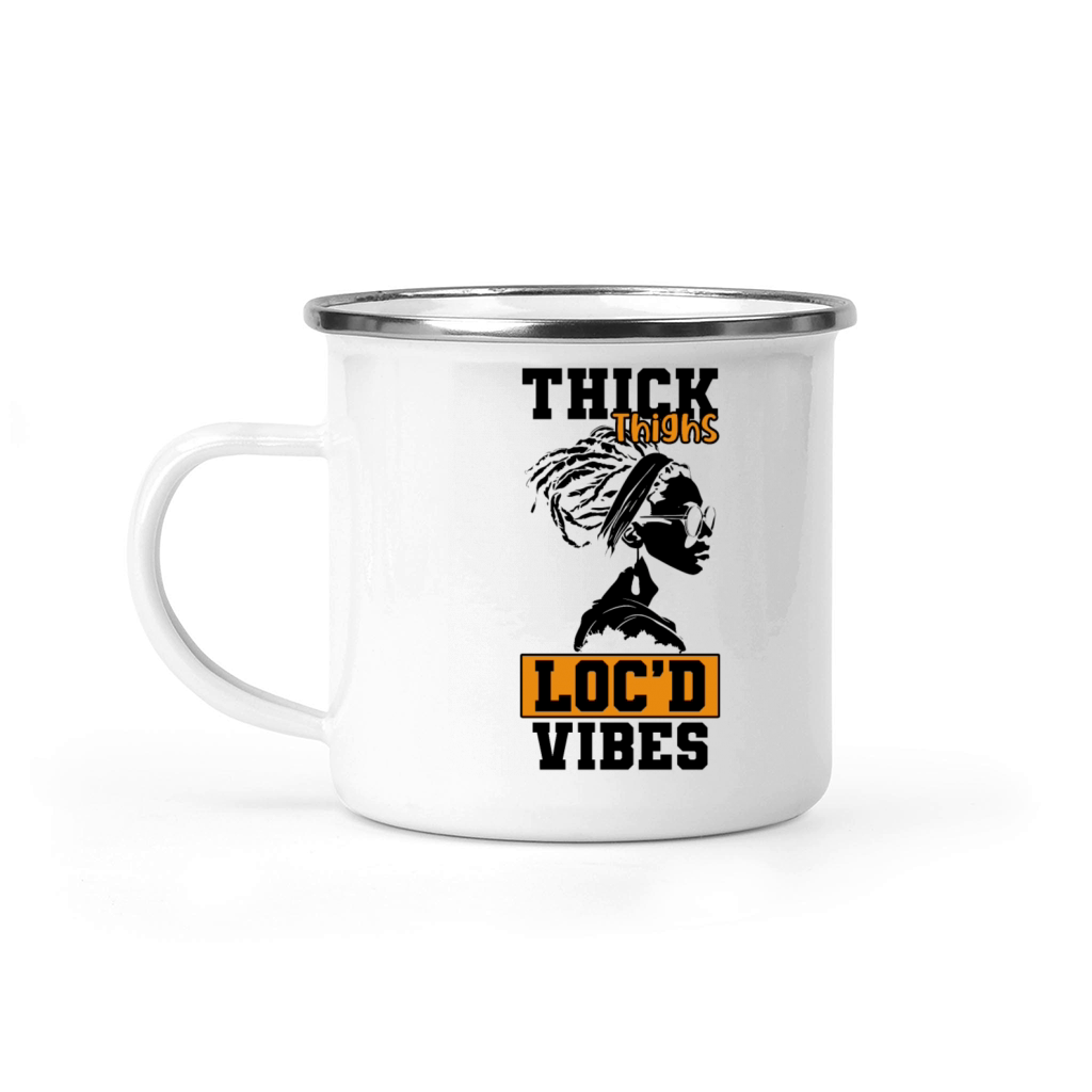 Thick Thighs Locd Vibes Afro Hair Black American Camping Mug