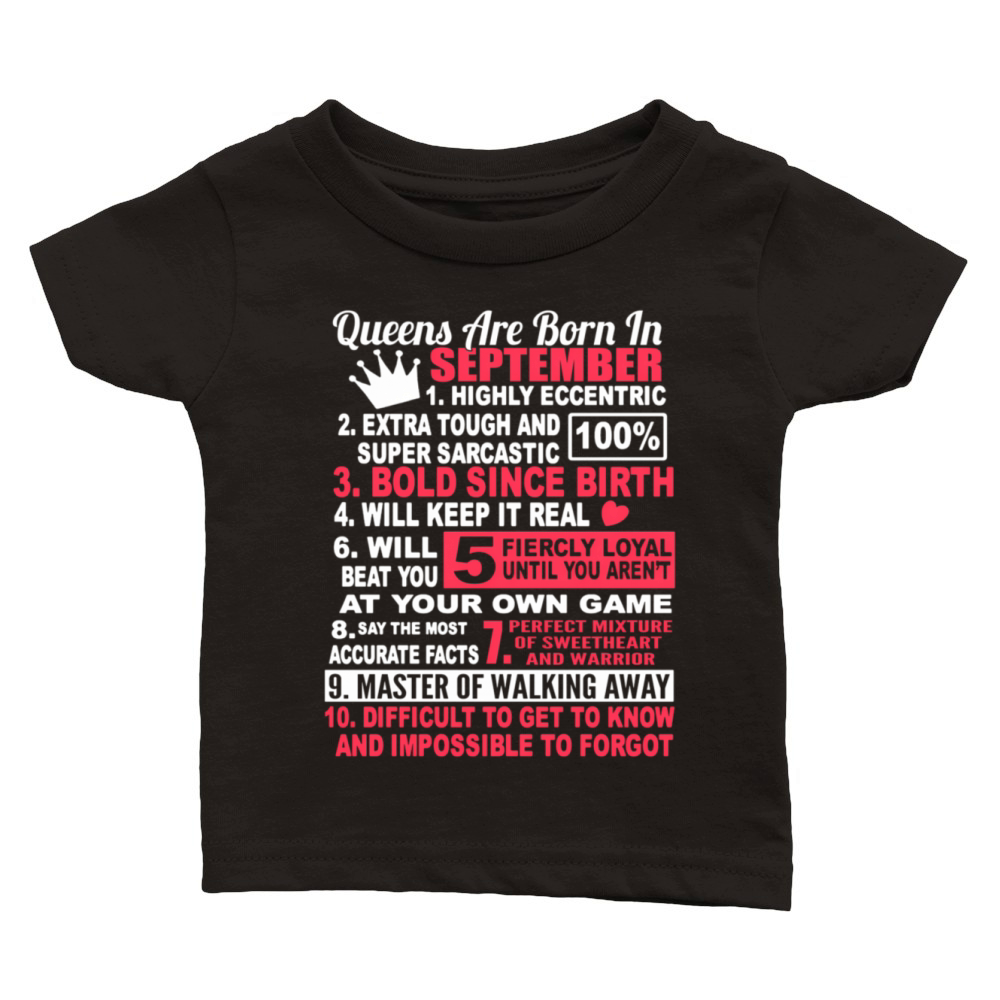 Queens Are Born In September For Classic Baby Crewneck T-shirt