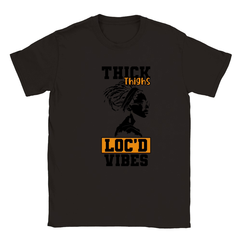 Thick Thighs Locd Vibes Afro Hair Black American Classic Kids Crewneck T-shirt