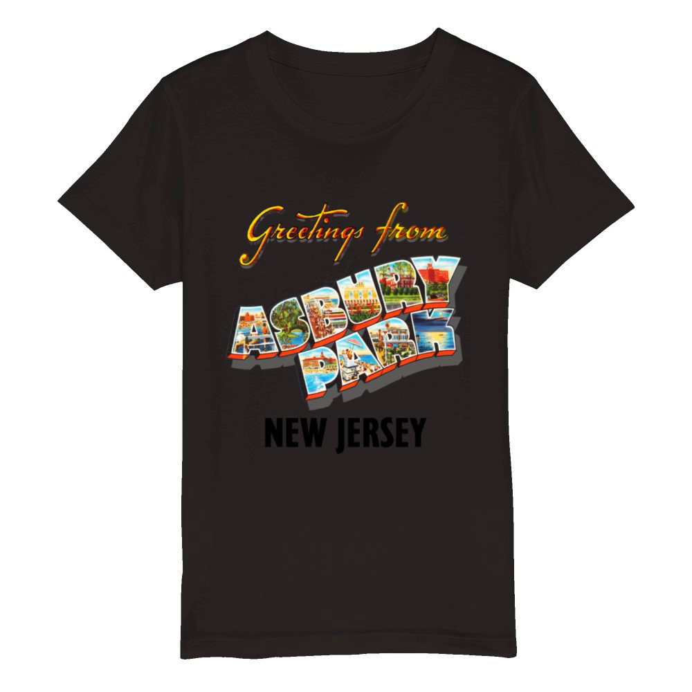 Greetings From Asbury Park New Jersey NJ Vintage Organic Kids Crewneck T-shirt