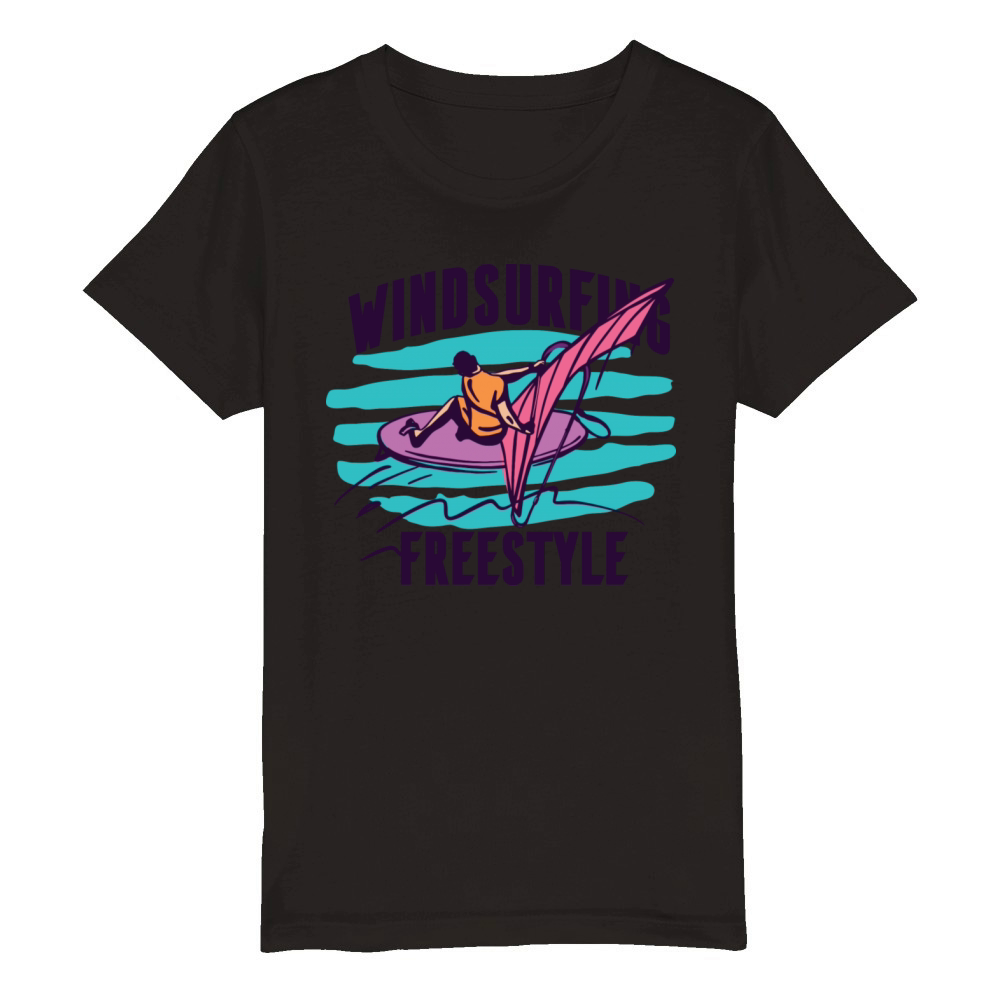 Vintage Surfing Organic Kids Crewneck T-shirt