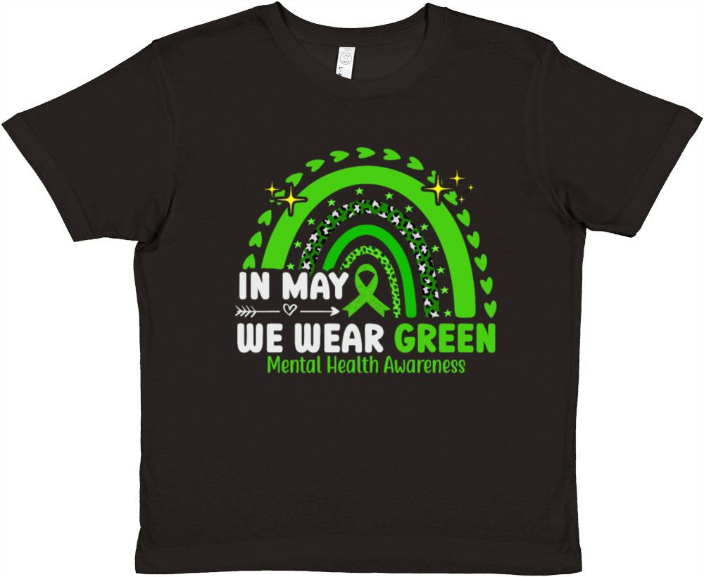 In May We Wear Green Mental Health Awareness Premium Kids Crewneck T-shirt