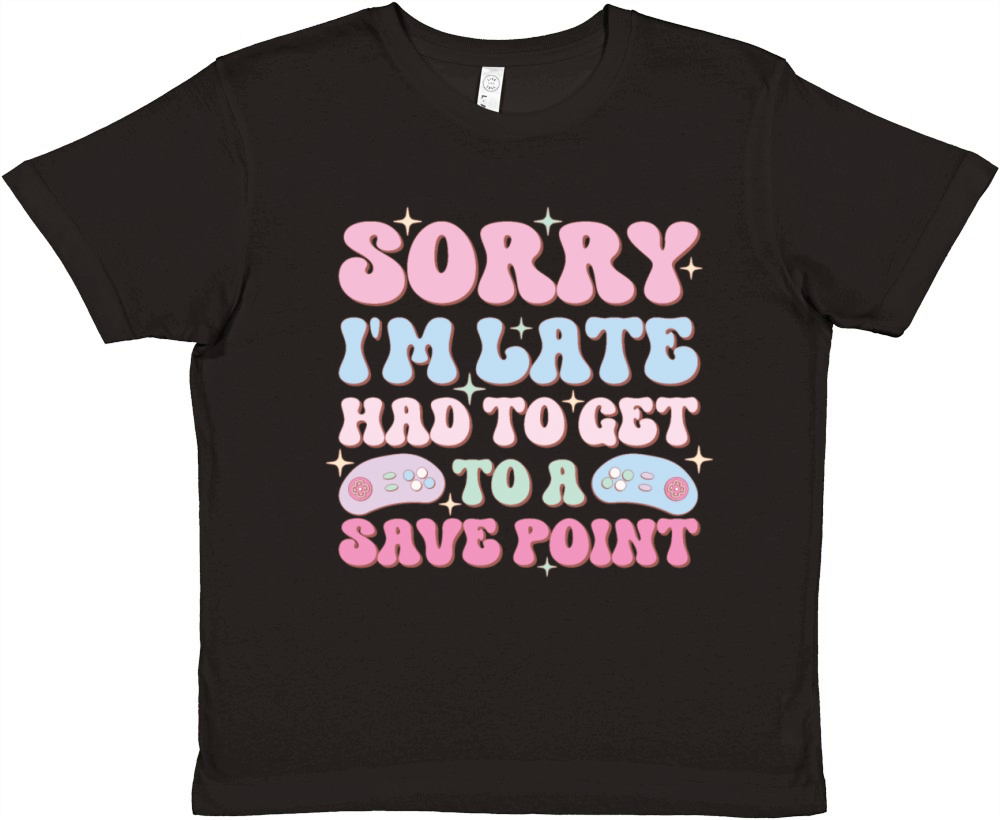 Sorry Im Late Had To Get To A Save Point Premium Kids Crewneck T-shirt