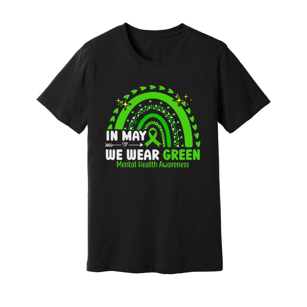 In May We Wear Green Mental Health Awareness Unisex Jersey Tee