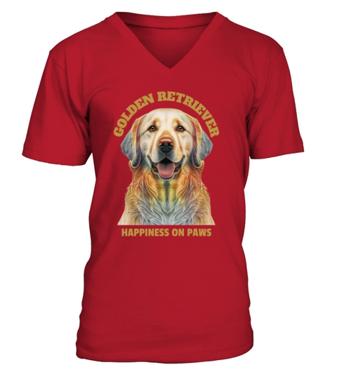 Golden retriever dog portrait with funny quote V-Neck T-shirt