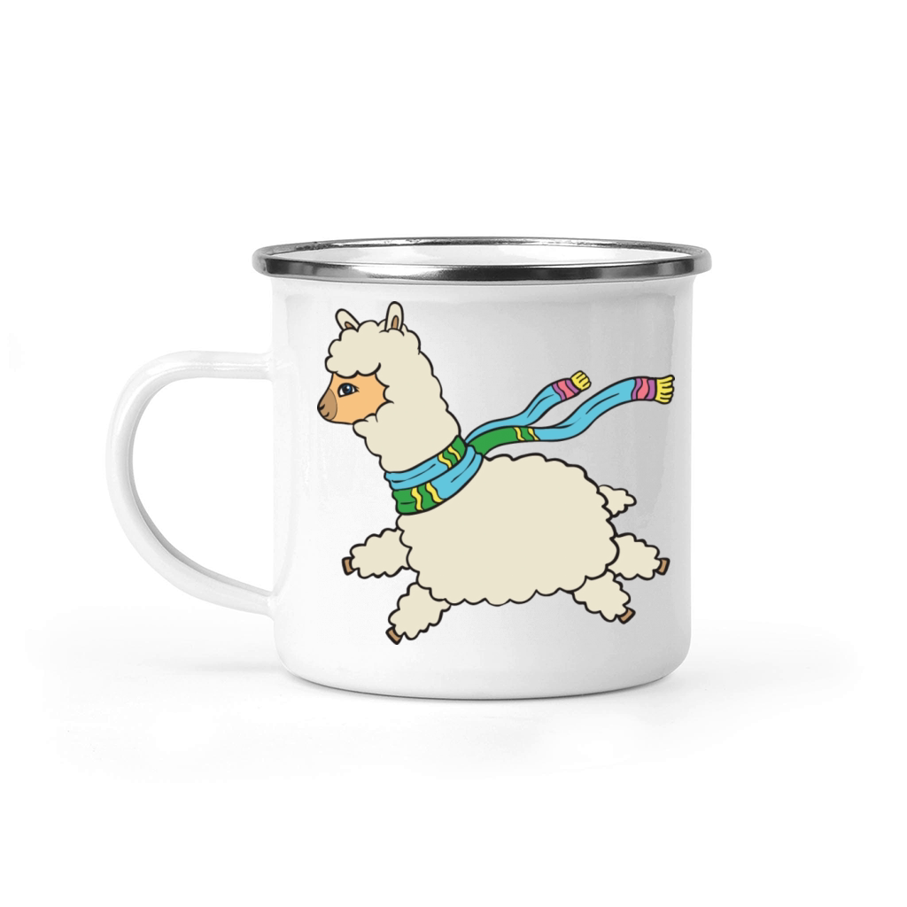 Alpaca Runs And Wears Scarf Camping Mug
