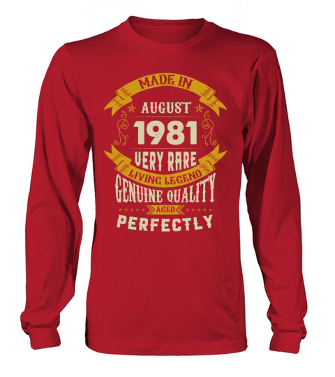 August 1981 Vintage Birthday Present Long sleeved Unisex