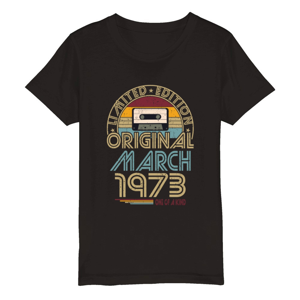 50th birthday march 1973 original 1973 Organic Kids Crewneck T-shirt