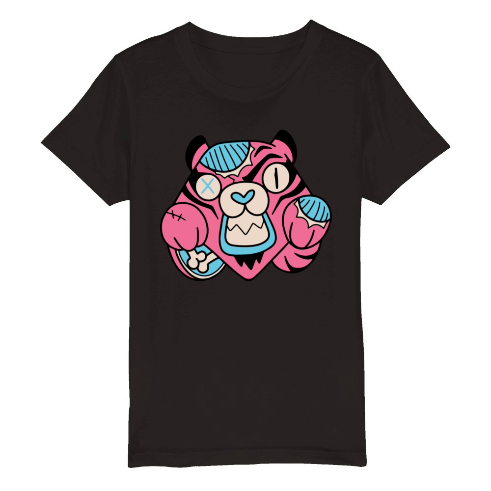 Halloween Spooky Zombie Tiger Design Organic Kids Crewneck T-shirt