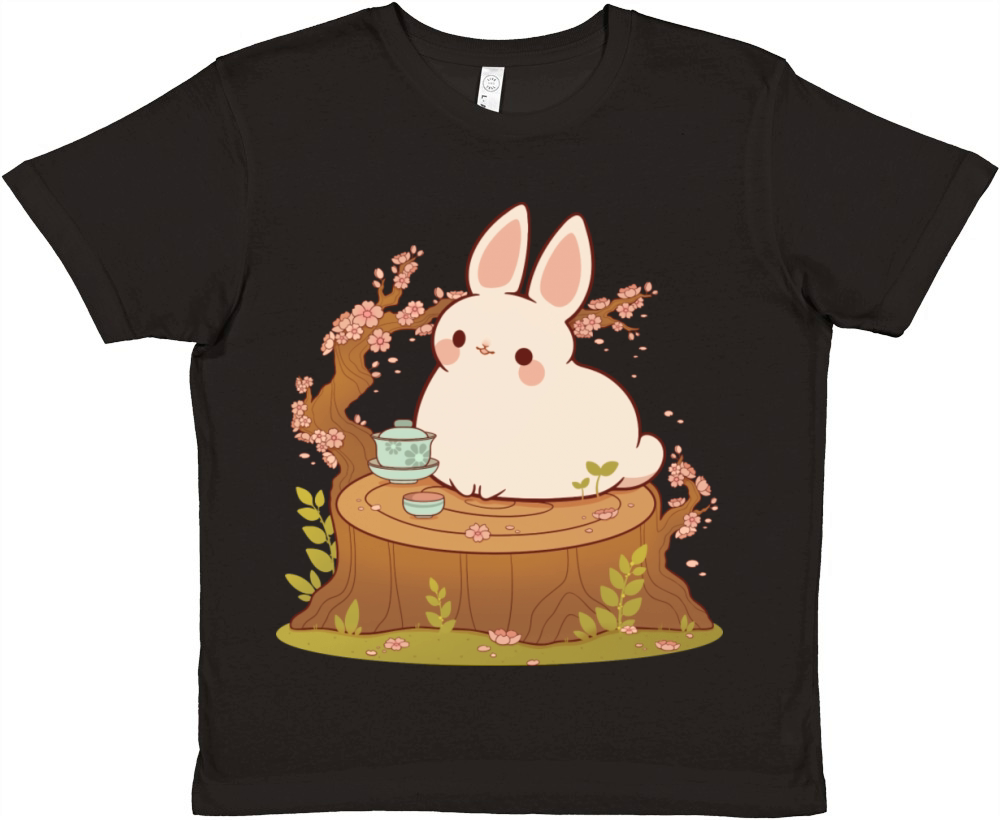 Cherry Blossom Tea Bunny Premium Kids Crewneck T-shirt