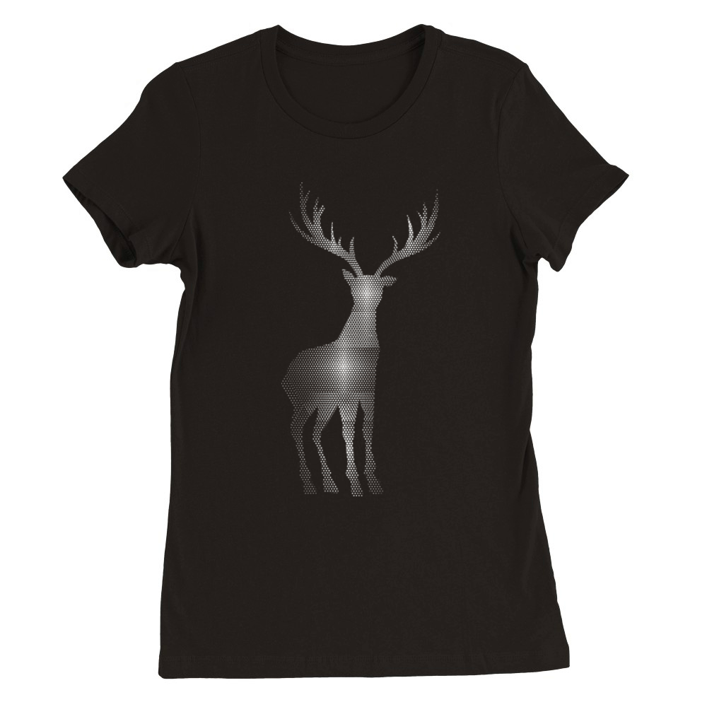 Deer Hexagon Abstract Premium Womens Crewneck T-shirt