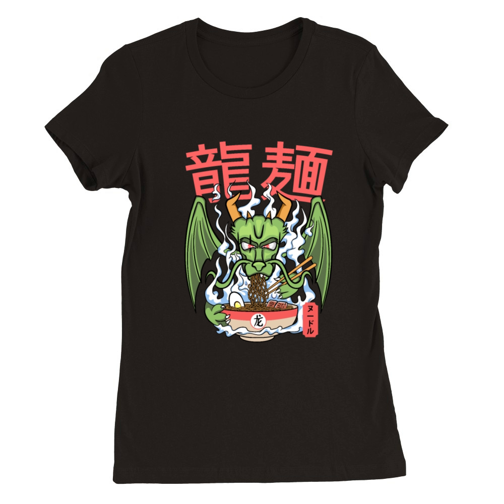 Dragon ramen noodles bowl Kawaii monstrous lizard Premium Womens Crewneck T-shirt