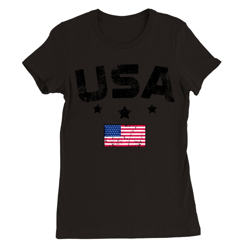 Fathers day Best dad ever with US american flag Premium Womens Crewneck T-shirt