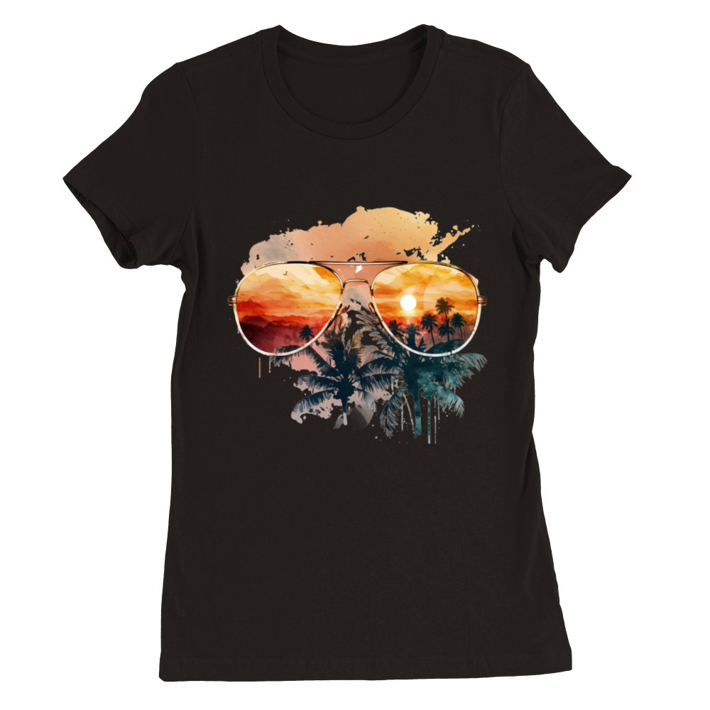 Sunset with glasses Premium Womens Crewneck T-shirt
