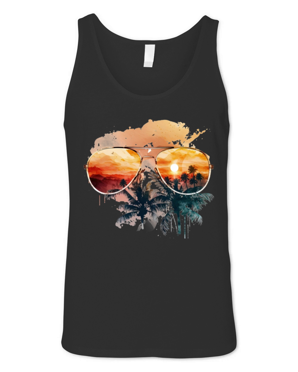 Sunset with glasses Unisex Jersey Tank