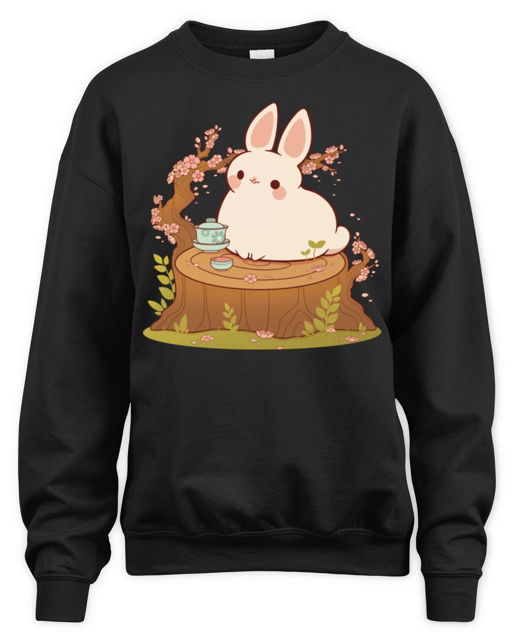 Cherry Blossom Tea Bunny Unisex Premium Crewneck Sweatshirt