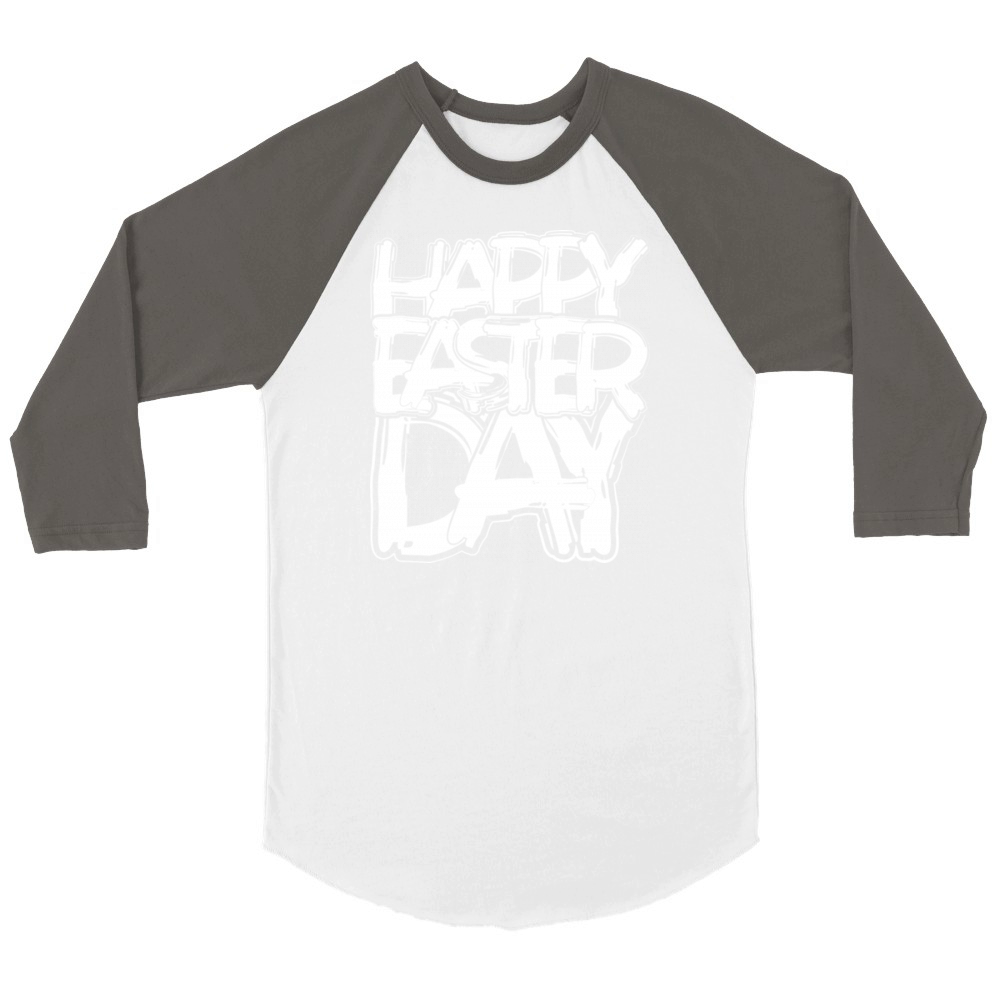 Happy Easter Day White Unisex ¾ sleeve Raglan T-shirt
