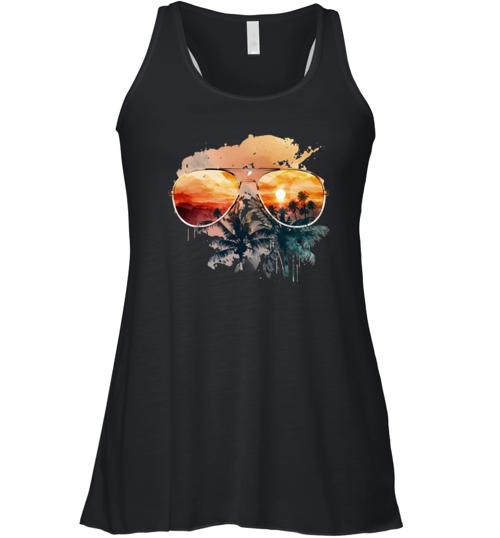Sunset with glasses Women's Flowy Tank Top