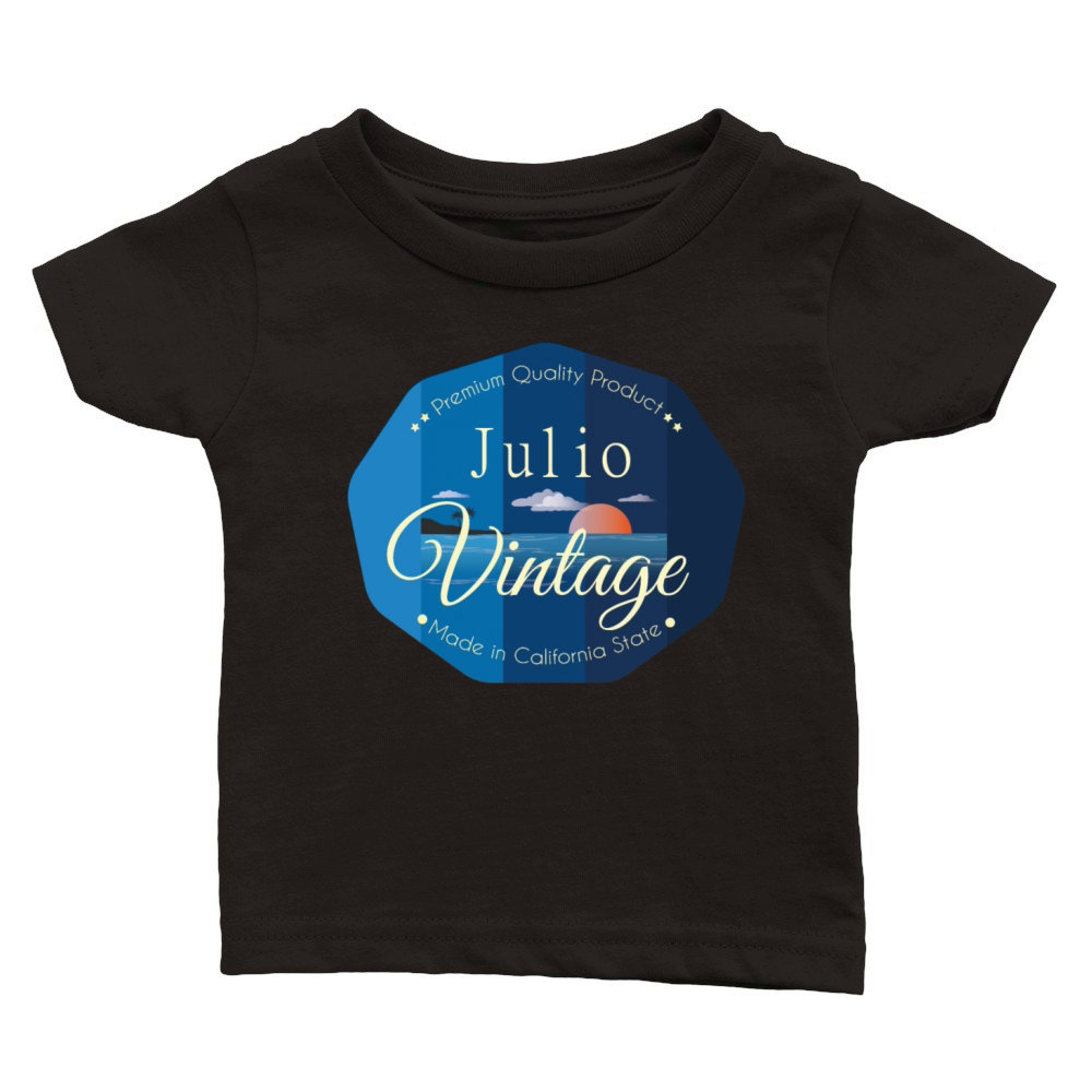 Julio First Name Vintage Blue Classic Baby Crewneck T-shirt