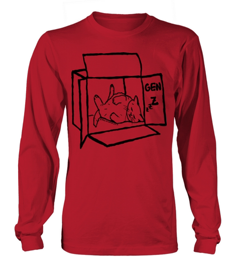 cat in box gen z kitten funny saying pun comic Long sleeved Unisex