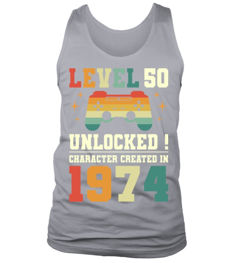 Geek Level 50 Unlocked 1974 50th Birthday Gamer Tank Top Unisex