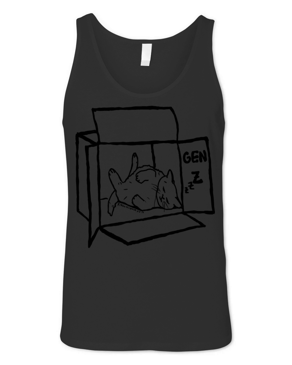 cat in box gen z kitten funny saying pun comic Unisex Jersey Tank