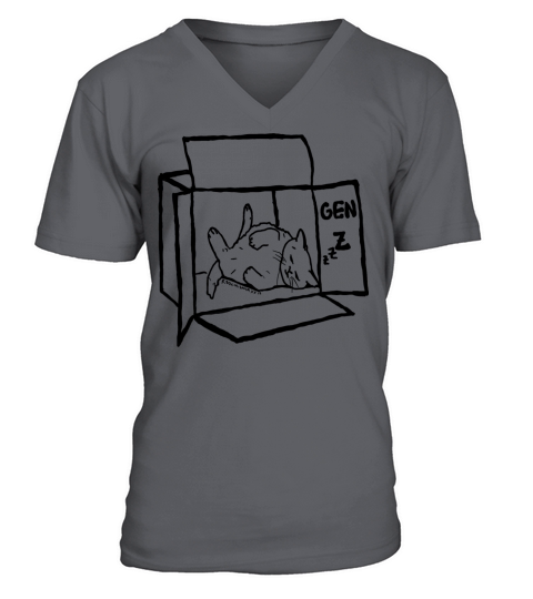 cat in box gen z kitten funny saying pun comic V-Neck T-shirt