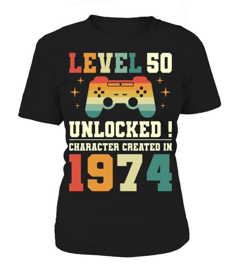 Geek Level 50 Unlocked 1974 50th Birthday Gamer Women's T-Shirt