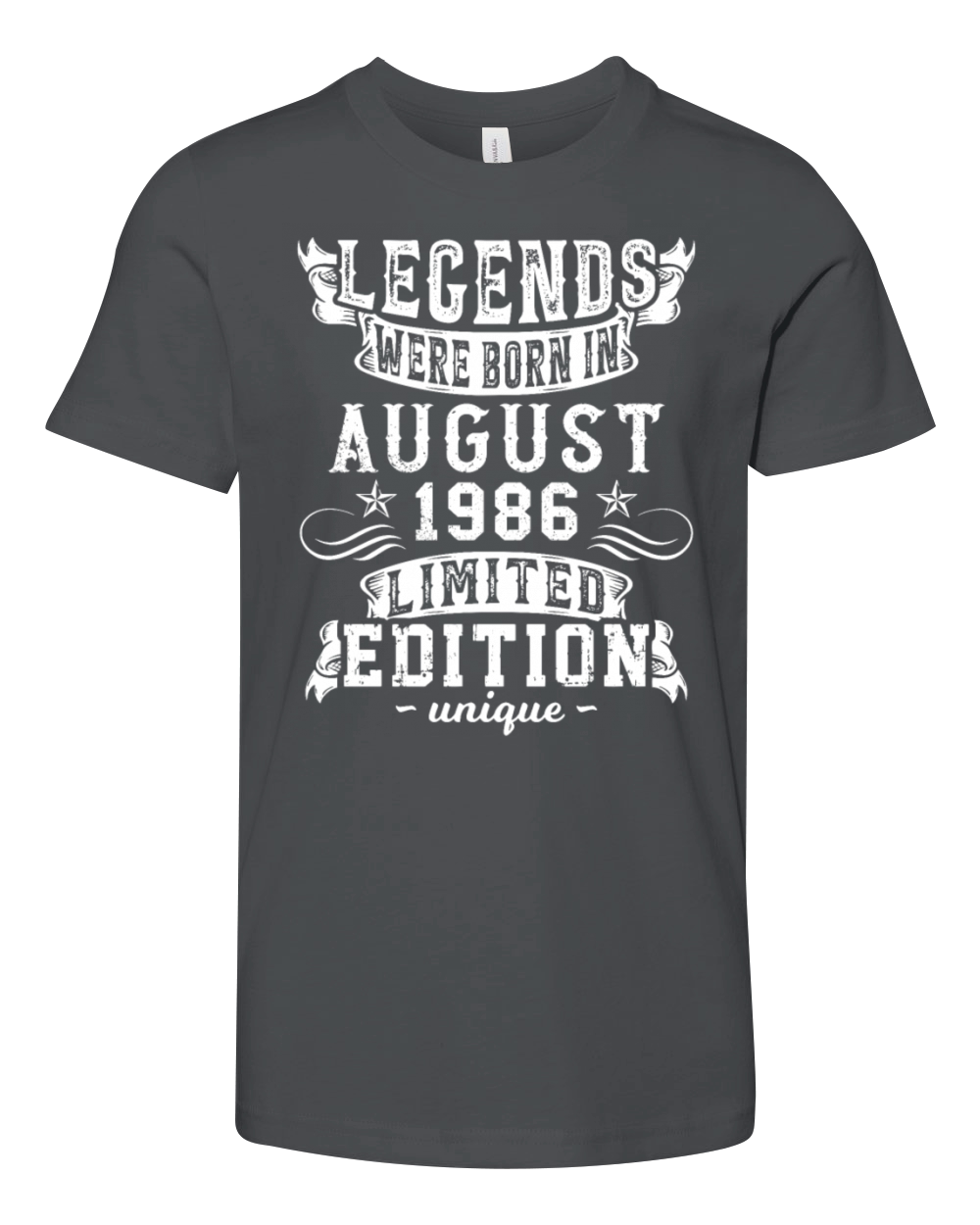 Birthday August 1986 Year Limited Edition Vintage Youth Unisex Jersey Tee