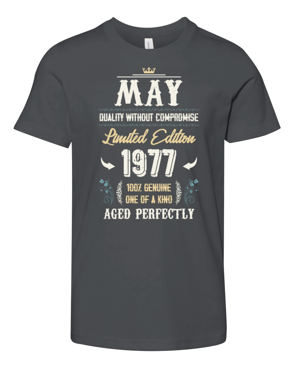 May 1977 Vintage Birthday Present Youth Unisex Jersey Tee