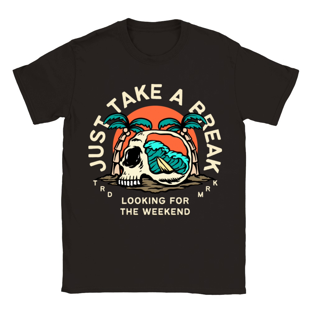 Just Take A Break Skull Beach Vintage Design Classic Kids Crewneck T-shirt