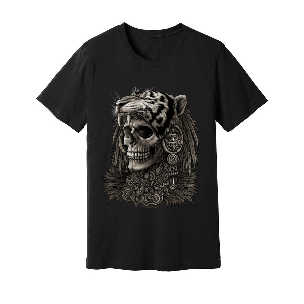 Aztec skull Warrior Tiger Headdress Unisex Jersey Tee