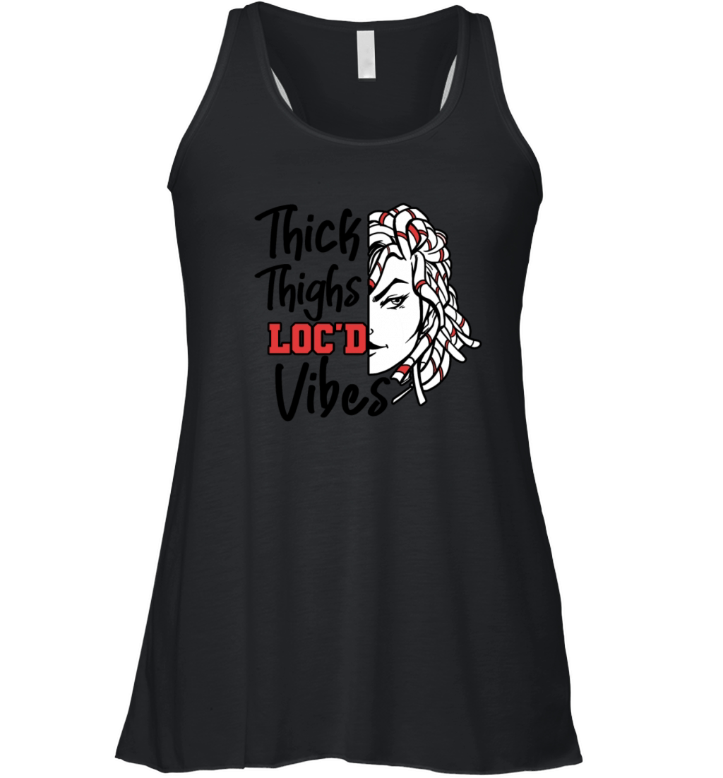 Thick Thighs Locd Vibes Afro Hair Black American Women's Flowy Tank Top