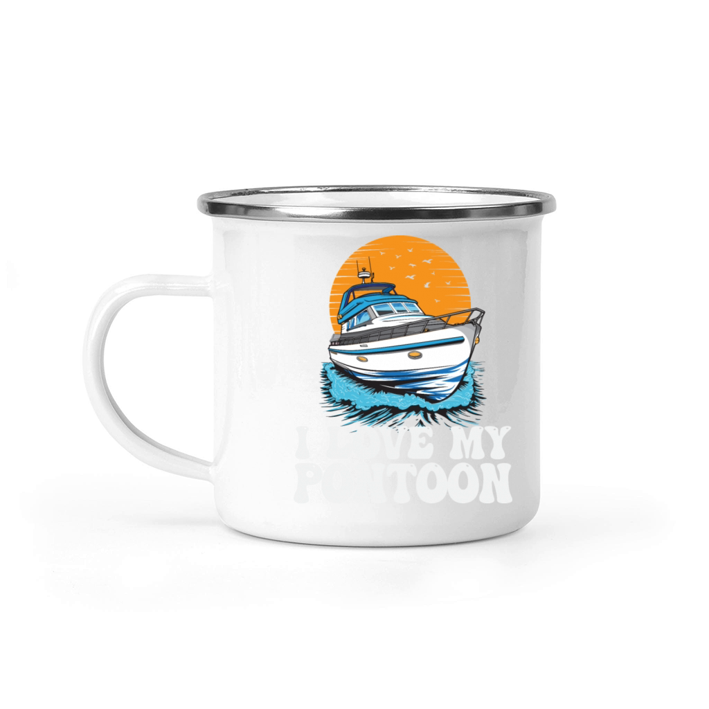 I Love My Pontoon Motorboat Owner Pontoon King Camping Mug