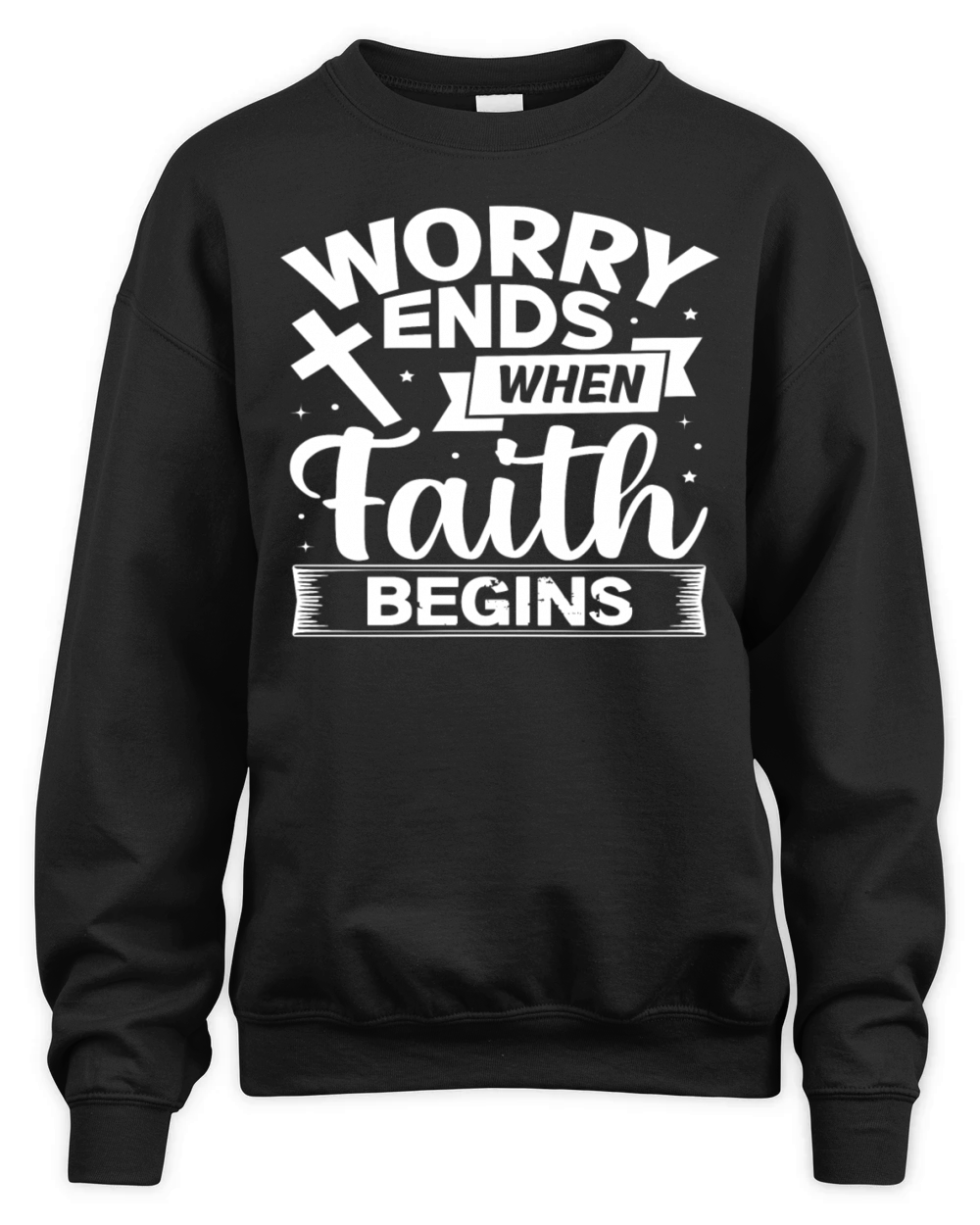 Worry Ends when Faith begins Unisex Premium Crewneck Sweatshirt