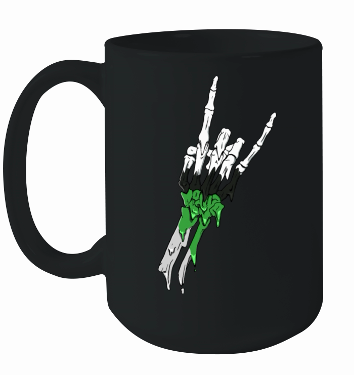 Demiromantic Pride Flag Devil Horn Skeleton Subtle Ceramic Mug