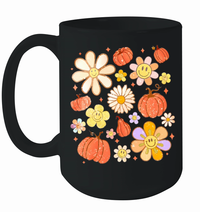Retro Floral Fall Autumn Season Pumpkin Spice Ceramic Mug