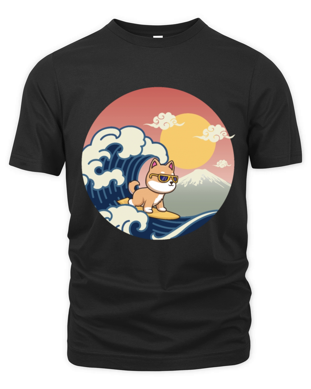 Vintage Sunset Surfing Shiba Inu - summer vibes Organic Unisex T-shirt