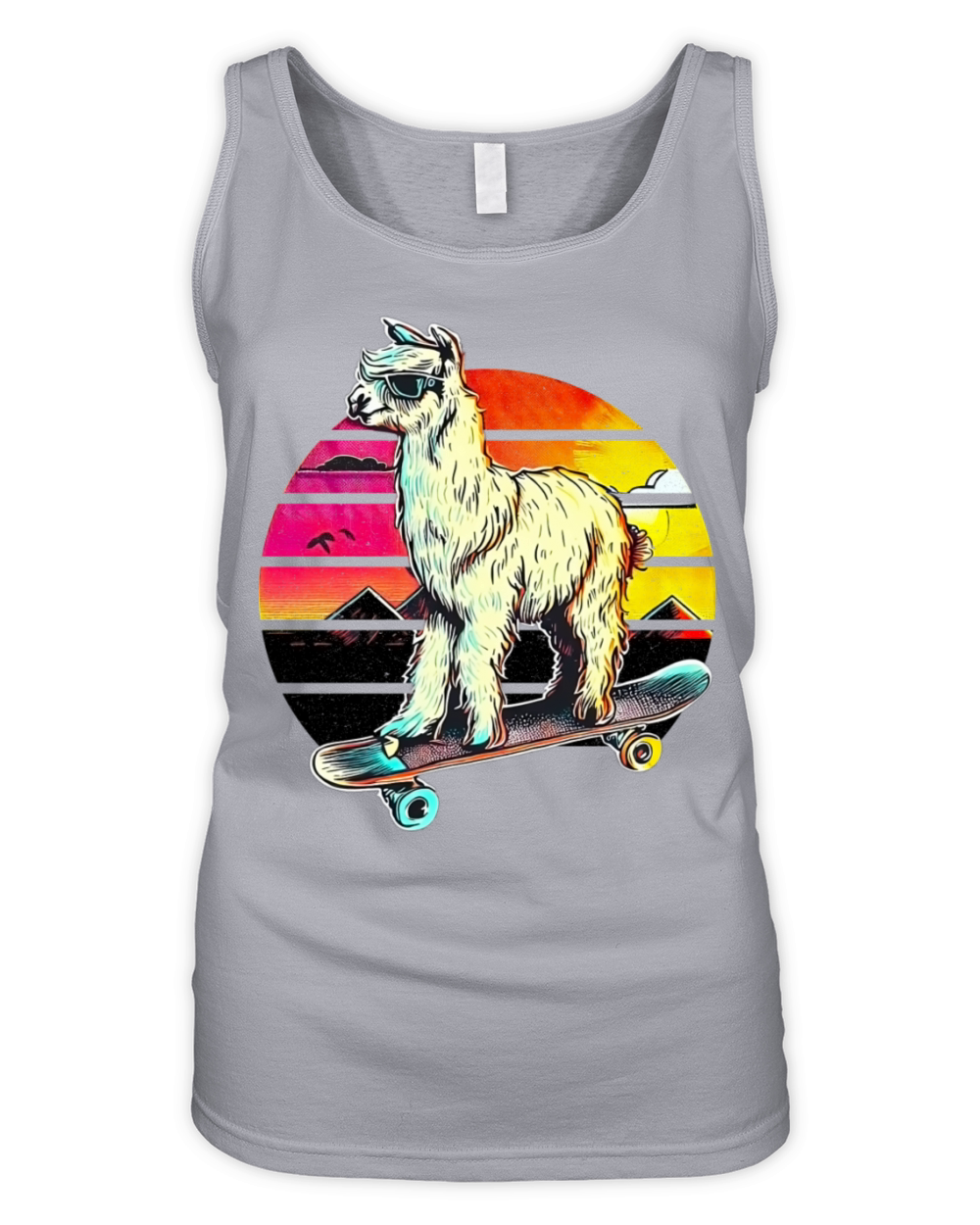 Llama Skateboard Vintage Retro Organic Women's Tank Top