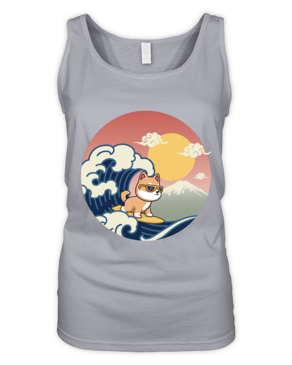 Vintage Sunset Surfing Shiba Inu - summer vibes Organic Women's Tank Top