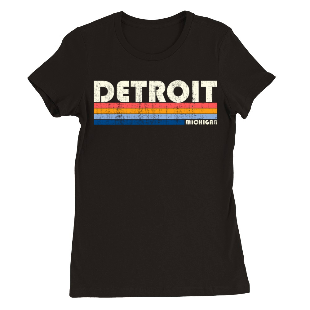 70S 80S Style Detroit Mi Premium Womens Crewneck T-shirt