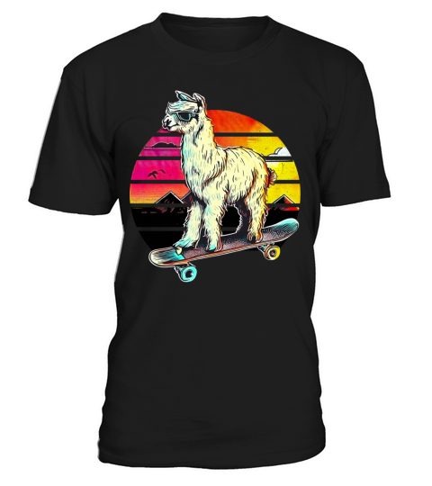 Llama Skateboard Vintage Retro T-Shirt Unisex