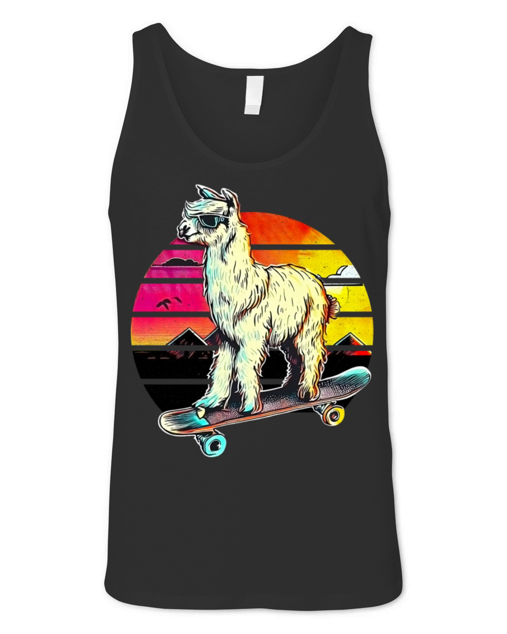 Llama Skateboard Vintage Retro Unisex Jersey Tank